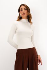 Blusa em Poliamida Manga Longa Com Gola | Linha - Off White