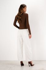 Blusa em Poliamida Manga Longa Com Gola | Linha - Marrom