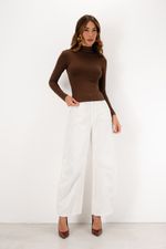 Blusa em Poliamida Manga Longa Com Gola | Linha - Marrom