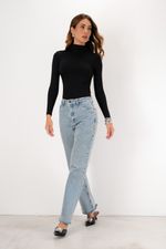 Blusa em Poliamida Manga Longa Com Gola | Linha - Preto