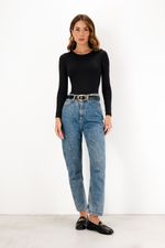 Blusa em Poliamida Manga Longa Ponto - Preto