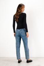 Blusa em Poliamida Manga Longa Ponto - Preto