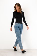 Blusa em Poliamida Manga Longa Ponto - Preto