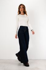 Blusa em Poliamida Manga Longa Ponto - Off White
