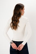Blusa em Poliamida Manga Longa Ponto - Off White