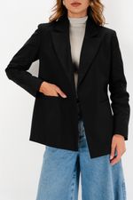 Blazer Reto em Algodão com Elastano | Porto - Preto
