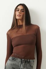 Blusa em Tule | Nuit - Marrom