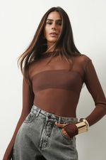 Blusa em Tule | Nuit - Marrom