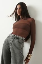 Blusa em Tule | Nuit - Marrom