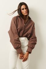 Camisa Oversized em Tricoline Paper | Absoluta - Marrom
