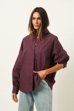 Camisa Oversized em Tricoline Paper | Absoluta - Wine