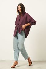 Camisa Oversized em Tricoline Paper | Absoluta - Wine
