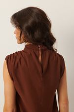 Vestido Midi Gola Alta | Glow - Marrom