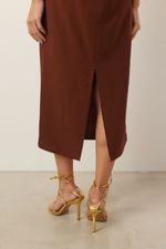 Vestido Midi Gola Alta | Glow - Marrom