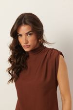 Vestido Midi Gola Alta | Glow - Marrom