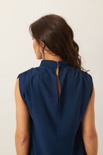 Vestido Midi Gola Alta | Glow - Marinho