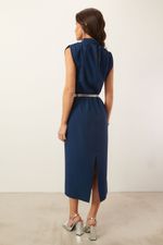 Vestido Midi Gola Alta | Glow - Marinho