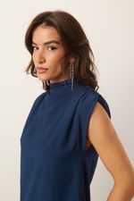 Vestido Midi Gola Alta | Glow - Marinho