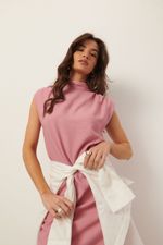 Vestido Midi Gola Alta | Glow - Rosa