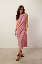 Vestido Midi Gola Alta | Glow - Rosa
