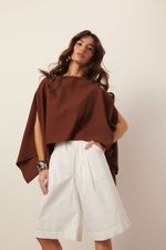 Blusa Ampla Assimétrica | Free - Marrom