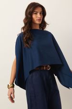 Blusa Ampla Assimétrica | Free - Marinho