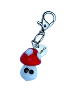 Micro Charm Cogumelo Murano Vermelho e Branco