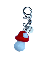 Micro Charm Cogumelo Murano Vermelho e Branco