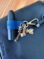 Porta Batom Charms Azul Royal Ouro 