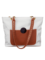 Bolsa Tote Duo Caramelo e Cru Ouro