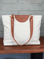 Bolsa Tote Duo Caramelo e Cru Ouro