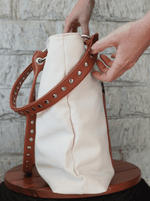 Bolsa Tote Duo Caramelo e Cru Prata