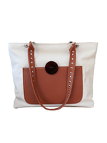 Bolsa Tote Duo Caramelo e Cru Prata
