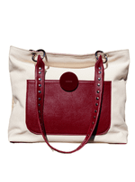 Bolsa Tote Duo Vinho e Cru Prata