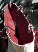 Bolsa Tote Duo Vinho e Cru Prata