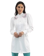 Jaleco Feminino Flora Branco Com Bordado