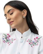 Jaleco Feminino Flora Branco Com Bordado