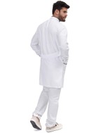 Jaleco Man Slim Branco com Viés Azul Marinho