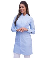 Jaleco Slim Charm Color Azul Claro Com Viés Branco