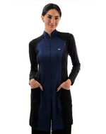 Jaleco Feminino Vicky Azul Marinho Com Preto