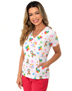 Scrub Feminino Estampado Autismo em Cores