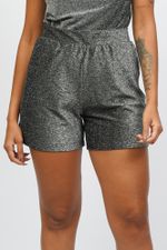Short box em lurex com bolsos.