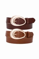 Cinto em couro  fivela oval dourada