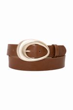 Cinto em couro  fivela oval dourada