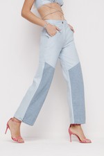 Calça de Couro Jogging Baby Blue e Jeans com Amarração