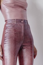 Calça de Python Skinny Cintura Alta Silk Rosé