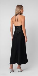 Vestido de Couro Python Frente Unica Preto 