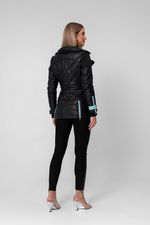 Casaco de Couro Puffer com Capuz Removivel com Pele Ibiza