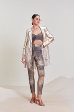 Calça de Couro Skinny Marrom Estonado