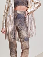 Calça de Couro Skinny Marrom Estonado